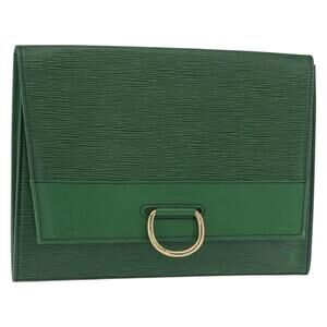 LOUIS VUITTON Epi Jena Clutch Bag Green M52724 LV Auth 155008